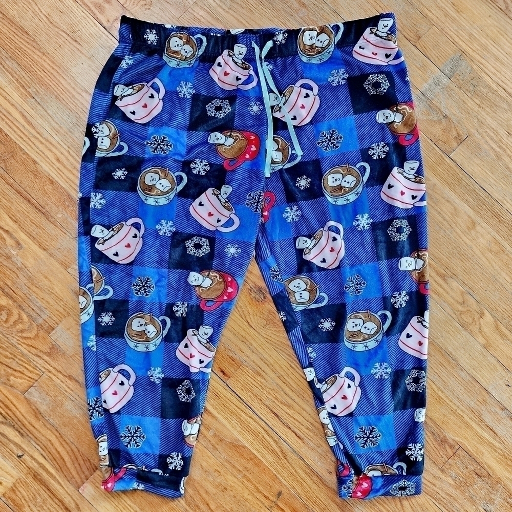 Breifly Stated Blue Plaid Christmas Holiday Sleep Pants Women's 3X Plus Size EUC